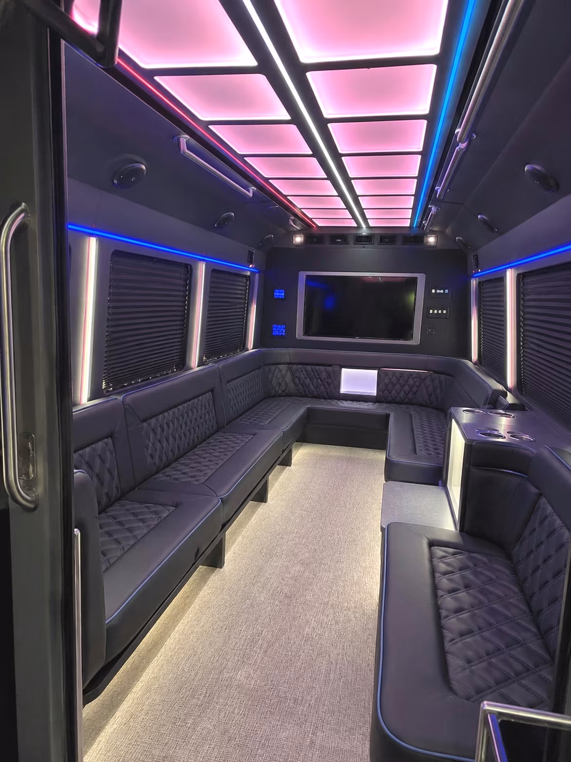 Passenger watching the Boynton Beach scenery during a regional party bus road trip