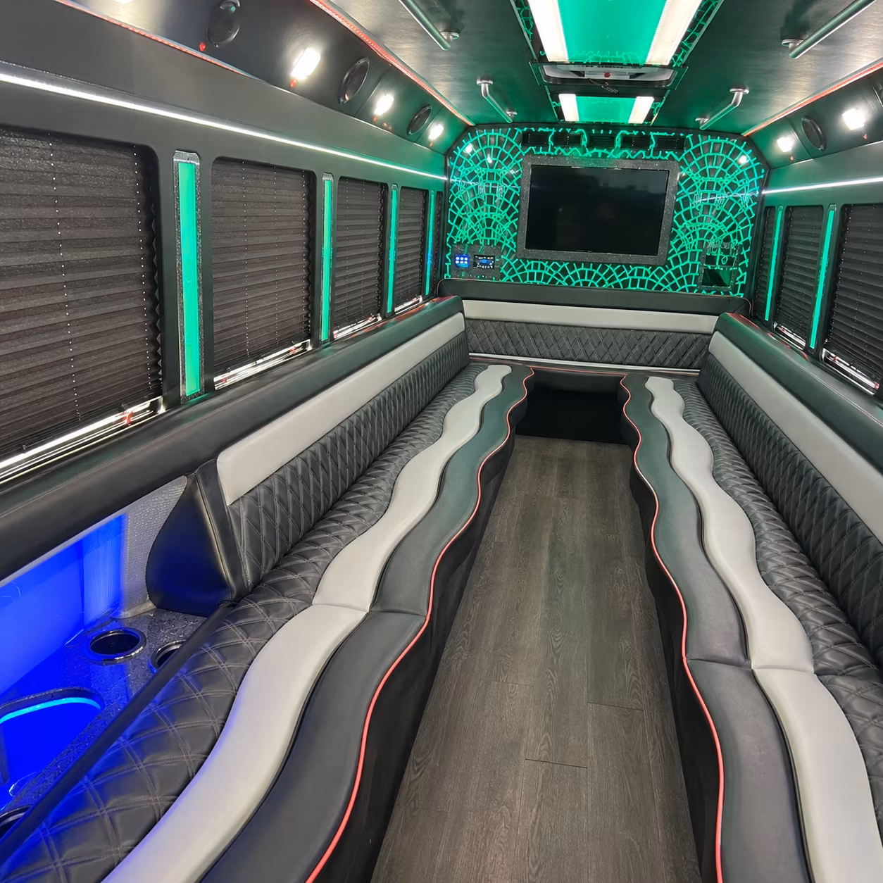 Group beside a Mercedes Sprinter limo in Boynton Beach